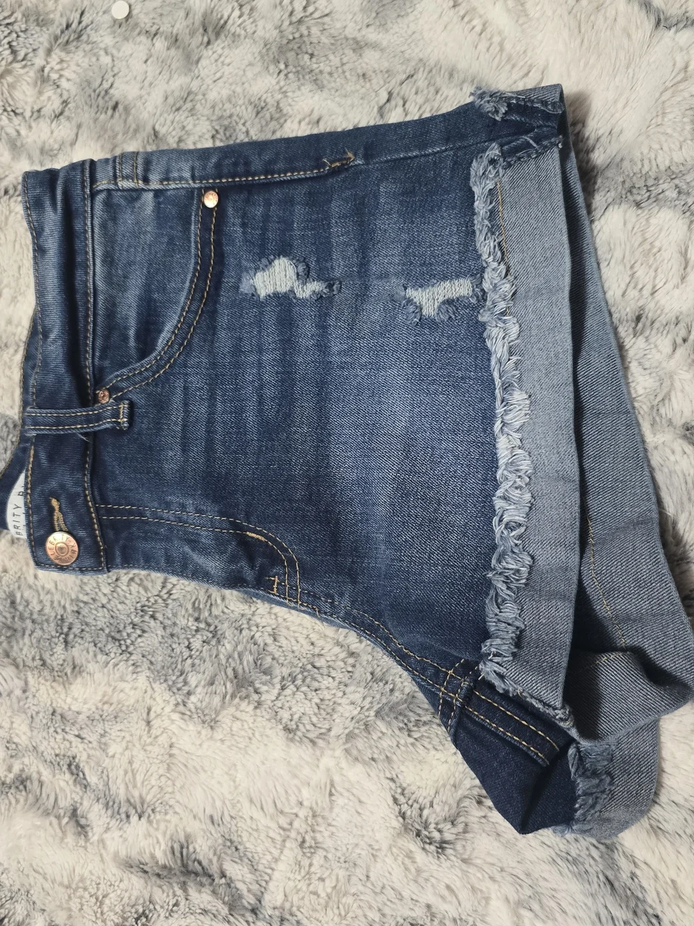 Celebrity Pink Distressed Dark Blue Denim Shorts